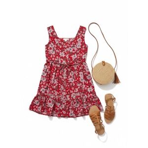Band of Gypsies Floral Mini Dress Faux Button Back Tie Cottagecore Coquette‎ M